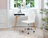 White Retro Swivel Office Chair with Armless Ribbed