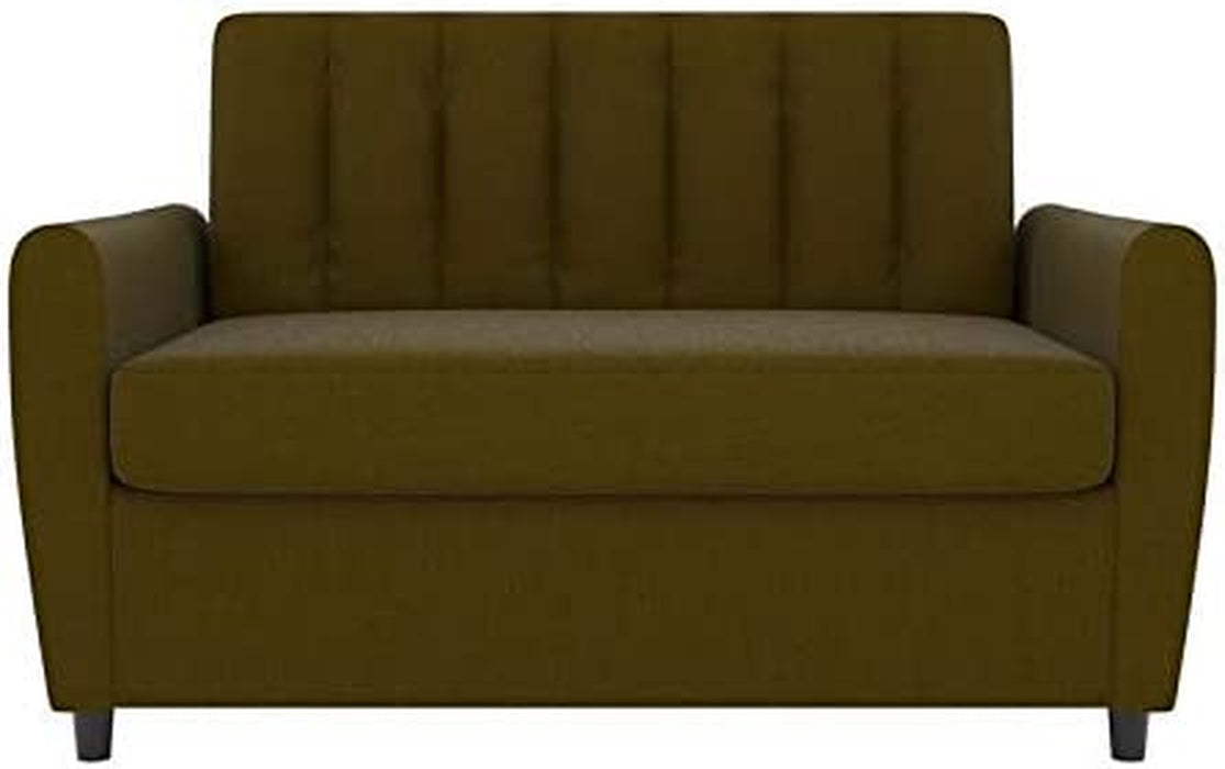 Green Linen Loveseat Sofa Sleeper with Memory Foam