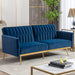 Blue Velvet Convertible Sofa Bed with Metal Legs