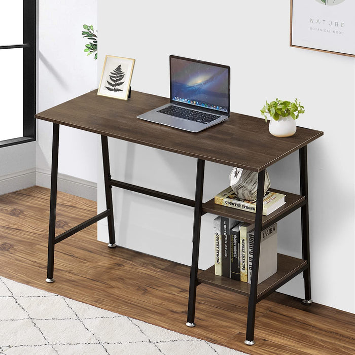 Industrial Style Writing Desk with Storage Shelves