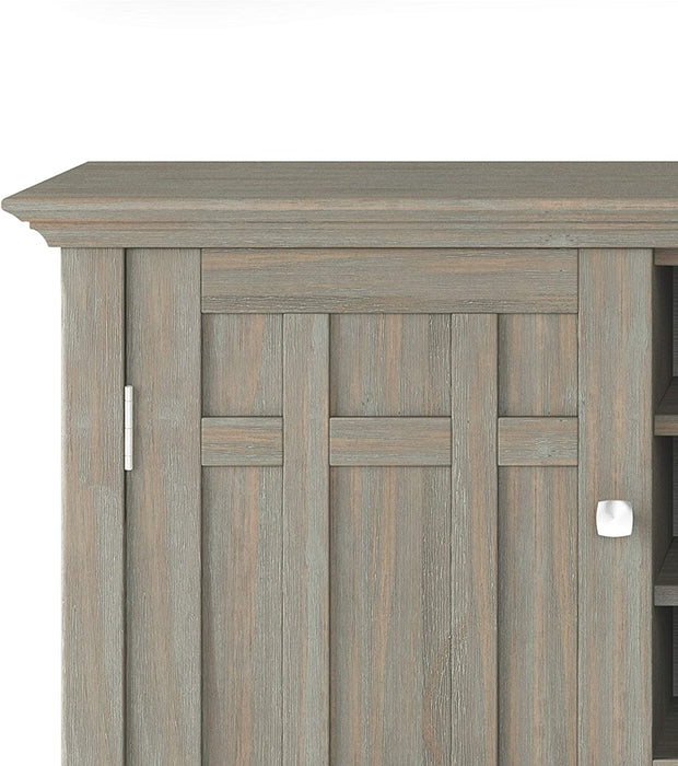 Rustic Gray Pine Wood Sideboard Buffet with Wine Storage