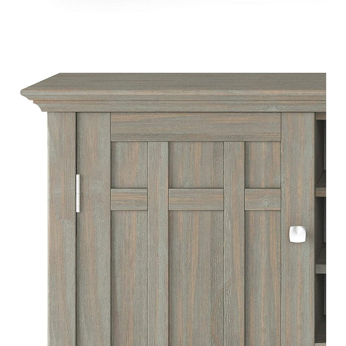 Rustic Gray Pine Wood Sideboard Buffet with Wine Storage