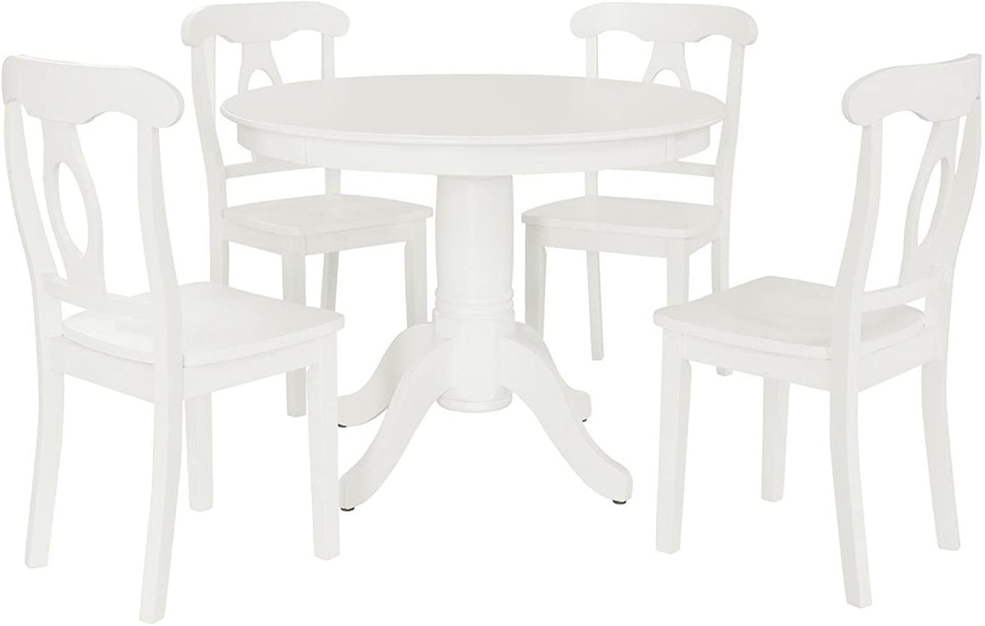 White Aubrey 5-Piece Traditional Height Dining Set