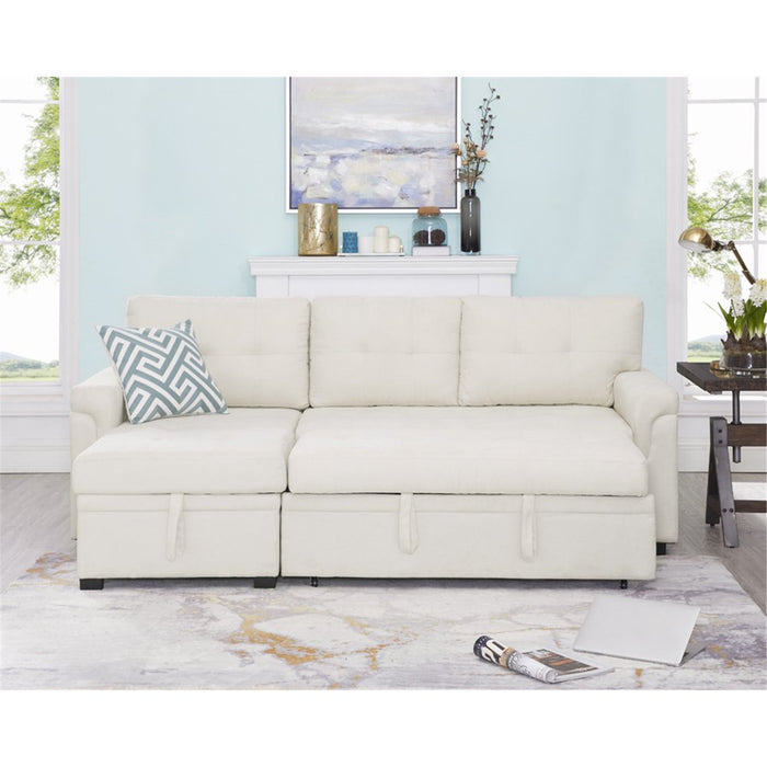 L-Shaped Velvet Sleeper Sectional with Storage