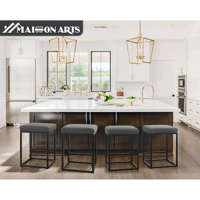 Backless Industrial Upholstered Barstools, Set of 2