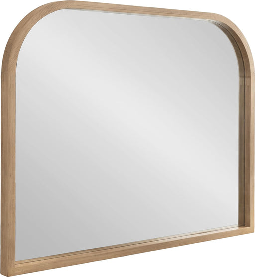 Occonor Modern Wooden Arched Mirror, 36 X 28, Natural, Transitional Arch Wall Mirror with Geometric Shape for Use as Bathroom Mirror for Vanity or Fireplace Mantel Mirror