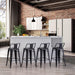 High Back Metal Barstools Set of 4, Low Back, Matte Black