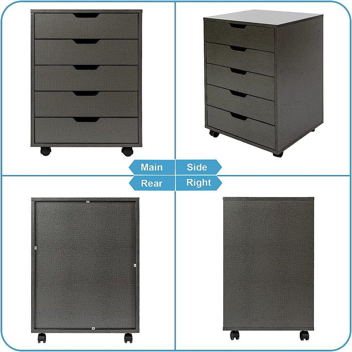 Grey Office Drawer with 5 File Cabinets