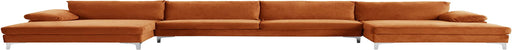 Modern Large U-Shape Velvet Sectional Sofa, Orange