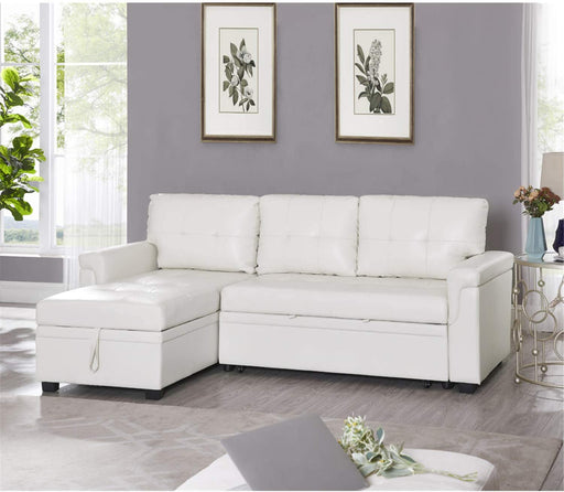 White L-Shape Sleeper Sofa with Storage