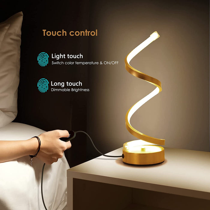 Dimmable Spiral LED Table Lamp - Metallic