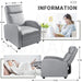 Padded Leather Recliner Club Chair (Gray)