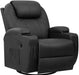 Swivel Rocker Recliner W/Massage, Heat, Remote, Cup Holders, Black