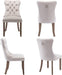 Solid Wood Dining Chairs with Nailhead Back (Set of 2, Beige)