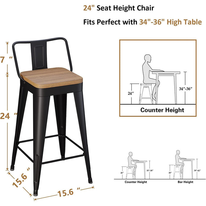 Removable Back Metal Barstools, Set of 4