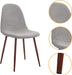 Set of 4 Grey Fabric Cushion Seat Back Kitchen Dining Room Side Chairs, Mid Century Metal Legs