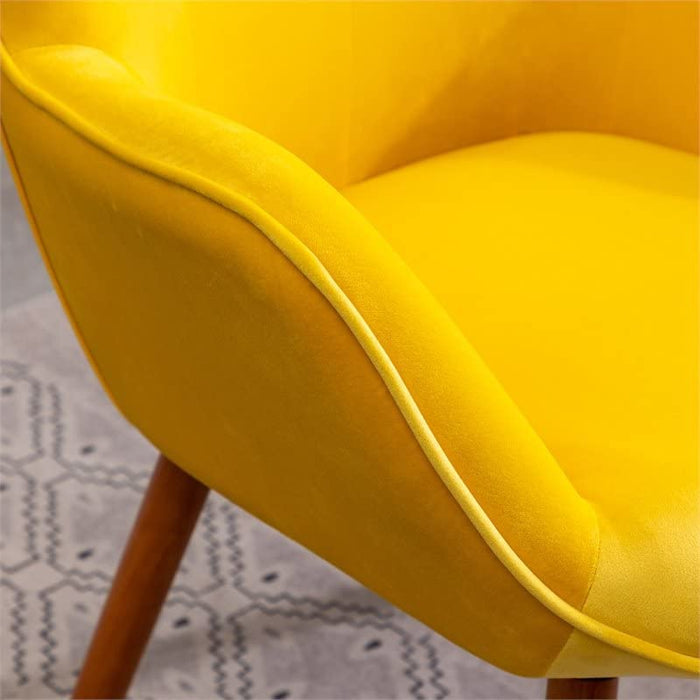 Yellow Velvet Tufted Accent Chair - Compact Size