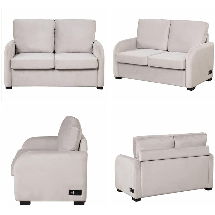 2-In-1 Velvet Sleeper Sofa with USB Port