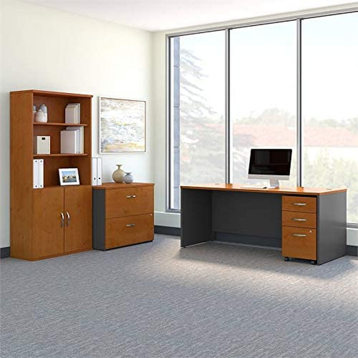 Series C 72W Office Desk with Bookcase and File Cabinets