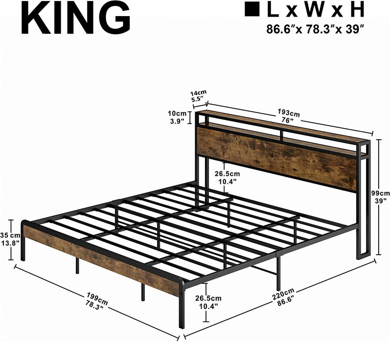 King Size Storage Platform Bed Frame