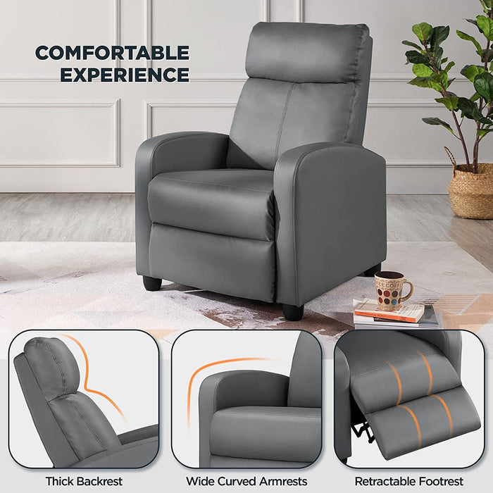 Leather reclining sofa with lumbar online support