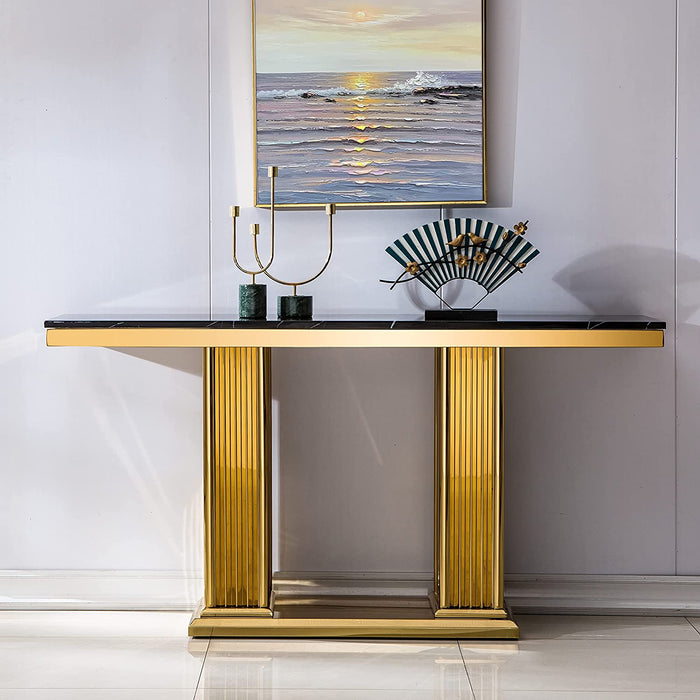 Luxury Marble Console Table with Golden Base