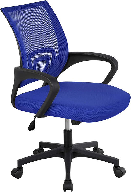 Blue Ergonomic Swivel Office Chair with Wheels