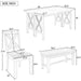 6 Piece Foldable Dining Set for 6 with Bench, Gray