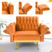 Adjustable Velvet Armchair with Ottoman, Orange