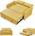 Yellow Faux Leather Sofa Bed with Pillows