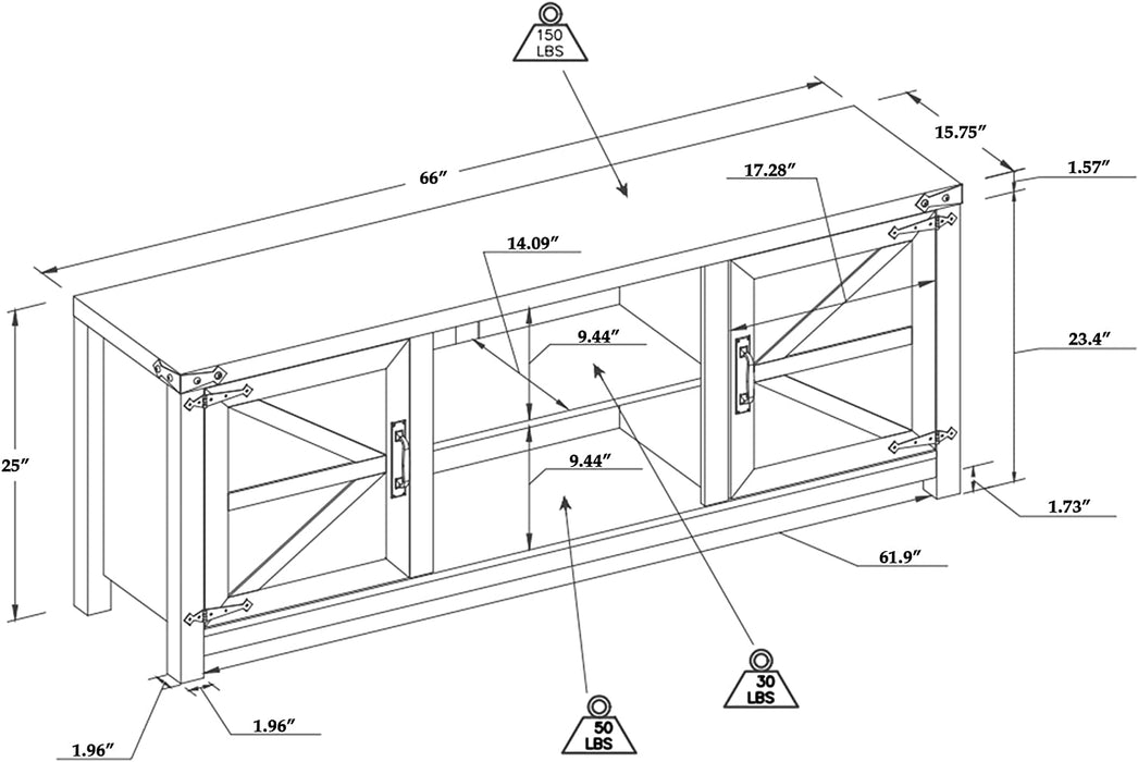 Antique White TV Stand with Barn Doors