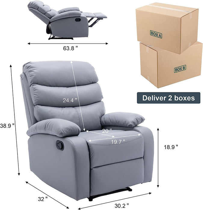 Light Gray Manual Microfiber Technology Recliner