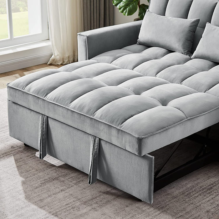 Velvet Sofa Bed with Adjustable Pull Out