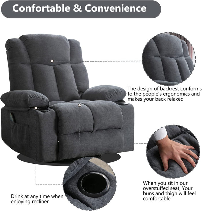 Massage Swivel Rocker Recliner with Heat