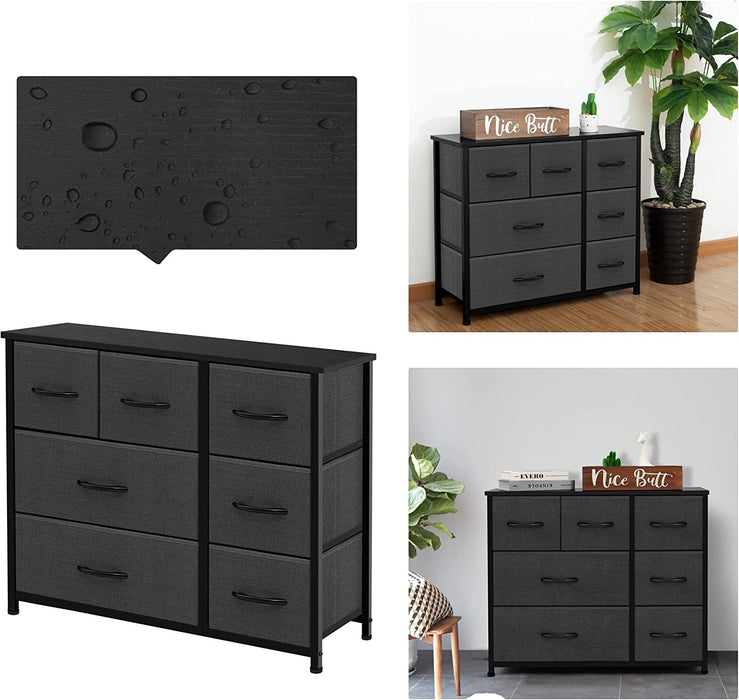 Dark Grey 7-Drawer Fabric Dresser Storage