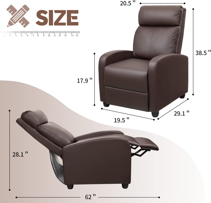 Brown PU Leather Recliner Chair with Massage