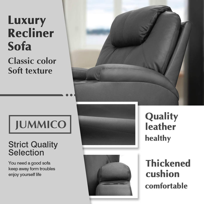 Massage Recliner Chair, Heated, PU Leather, Ergonomic, Black