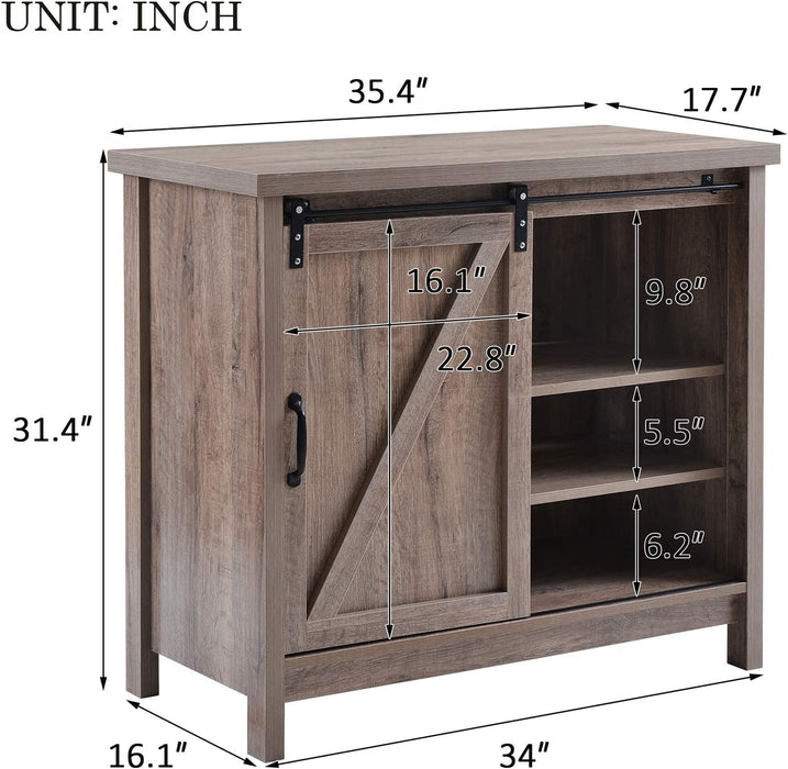 Oak TV Stand with Sliding Barn Doors