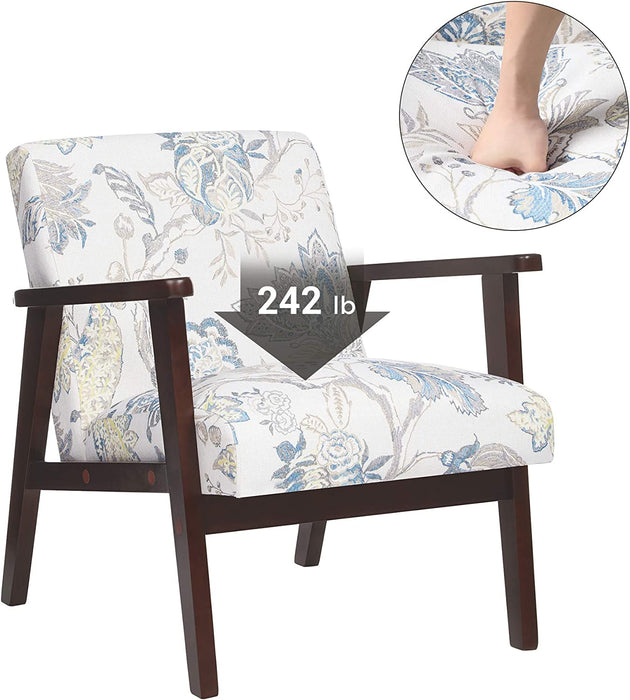 Floral White Mid-Century Modern Leisure Chair