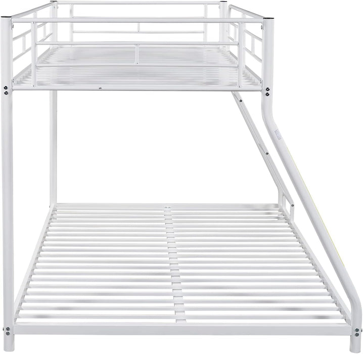 Metal Bunk Bed Twin over Full, Ladder, Guard Rails, White