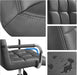 Grey Leather Office Chair with Armrests and Wheels