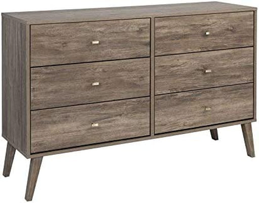 Mid-Century 6-Drawer Dresser, Drifted Gray