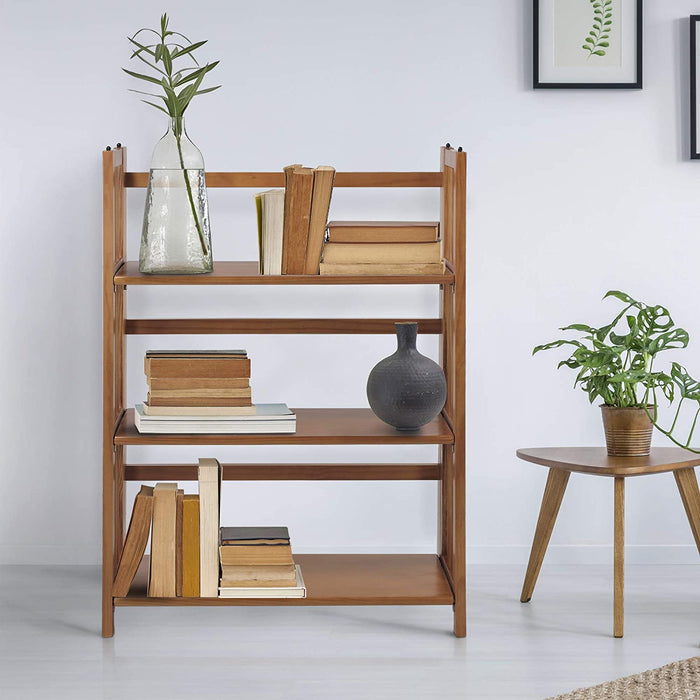 Stackable Chestnut Bookcase - 3 Shelves, 27.5″ Wide