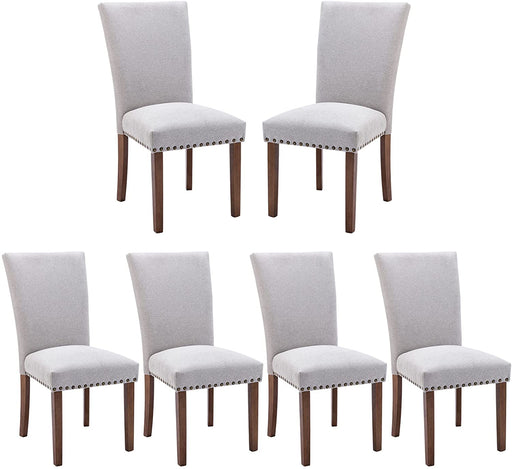 Upholstered Parsons Dining Chairs Set of 6, Light Grey