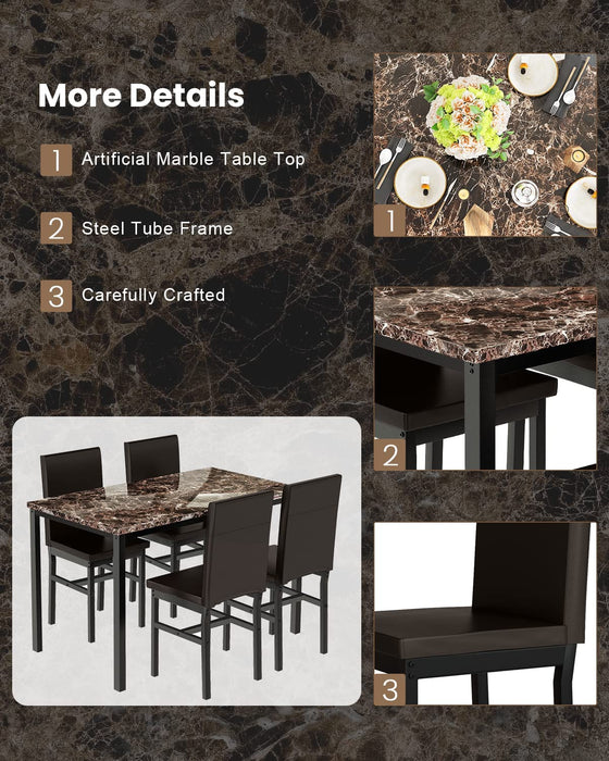 Faux Marble Dining Set, Small Spaces Kitchen, Black