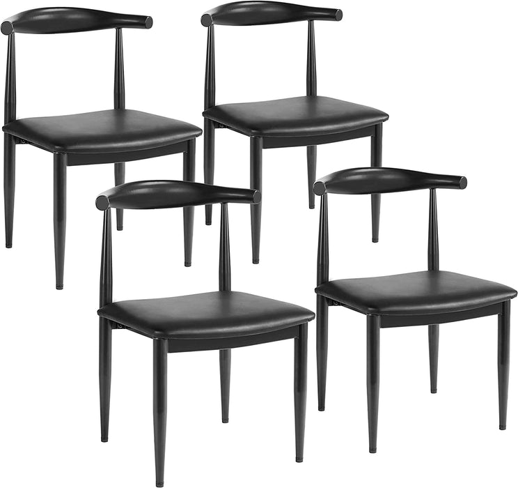 Set of 4 Black Fabric Leather Seat Kitchen Chairs