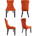 Solid Wood Dining Chairs with Nailhead Back (Set of 2, Orange)