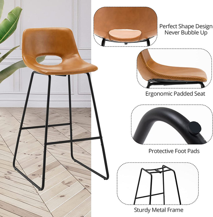 Set of 2 Faux Leather Counter Stools
