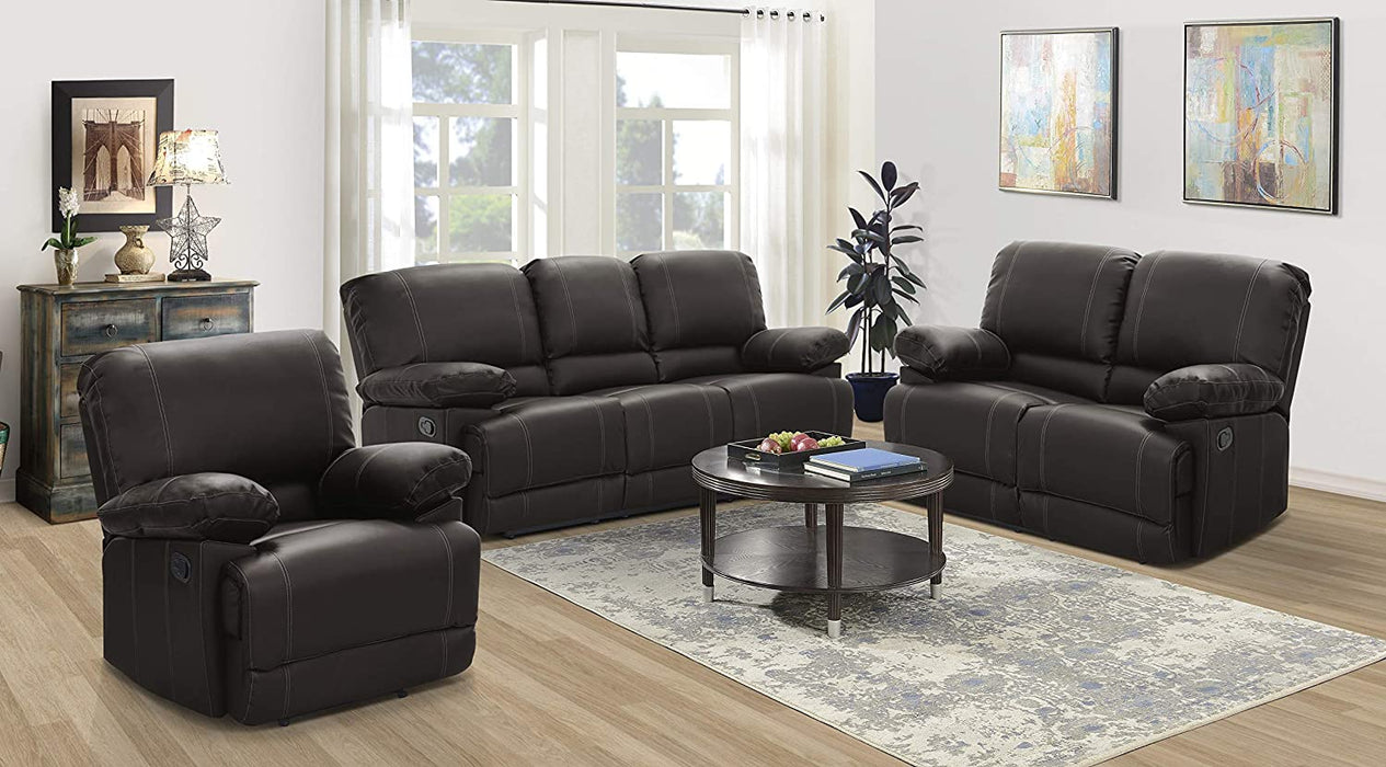 Lexicon Randolph Faux Leather Double Reclining Sofa with Dropdown Table, 81" W, Dark Brown