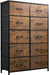 Tall Rustic Brown Dresser with 10 Drawers